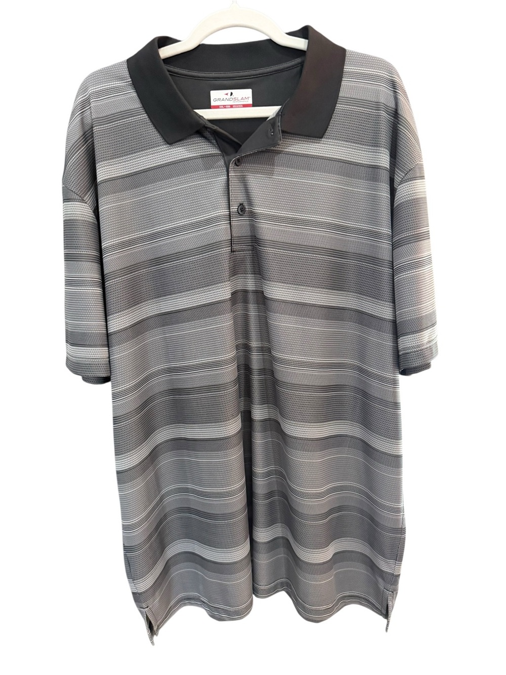 Grand Slam Performance Men’s XXL Gray Striped Golf Polo Shirt